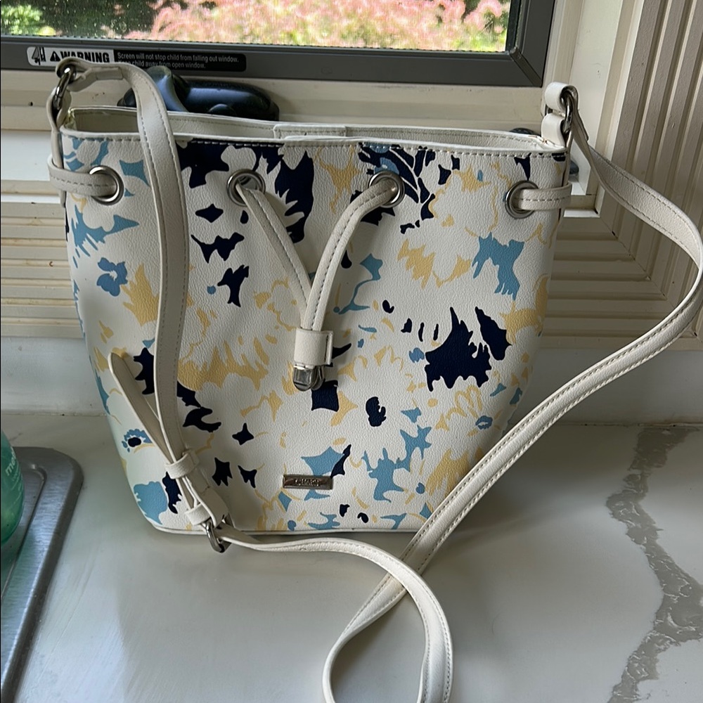 Chaps Ralph Lauren Stylish White and Blue floral Women's Bag